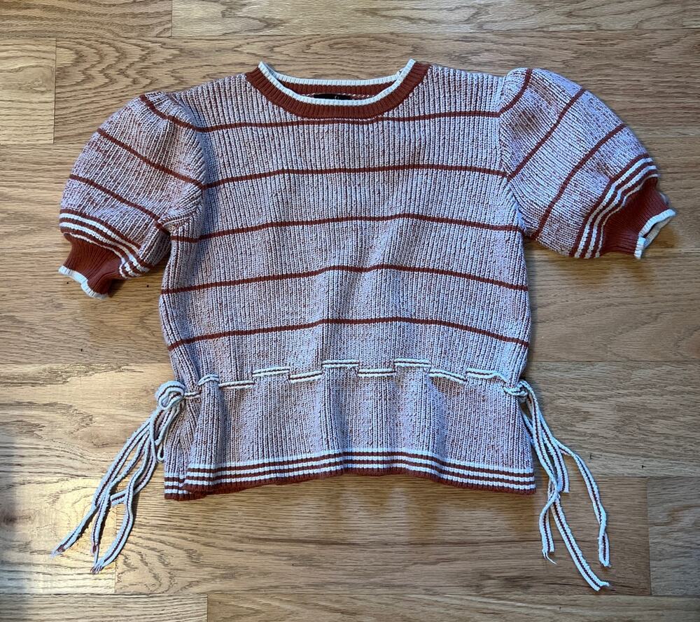 On Twelfth Short Sleeve Sweater with Cinch Waist